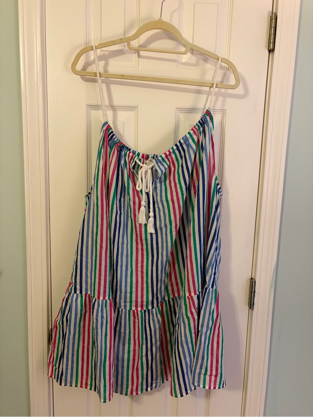 J. Crew Multicolor Striped Coverup in Blue, Pink & Green